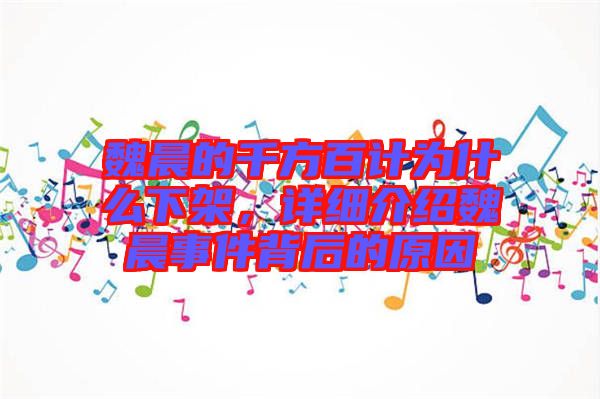 魏晨的千方百計為什么下架，詳細介紹魏晨事件背后的原因