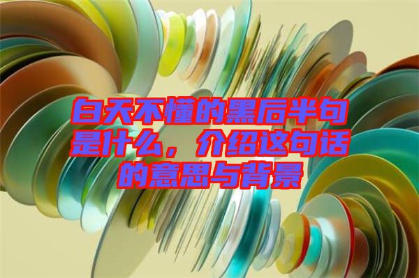 白天不懂的黑后半句是什么，介紹這句話的意思與背景