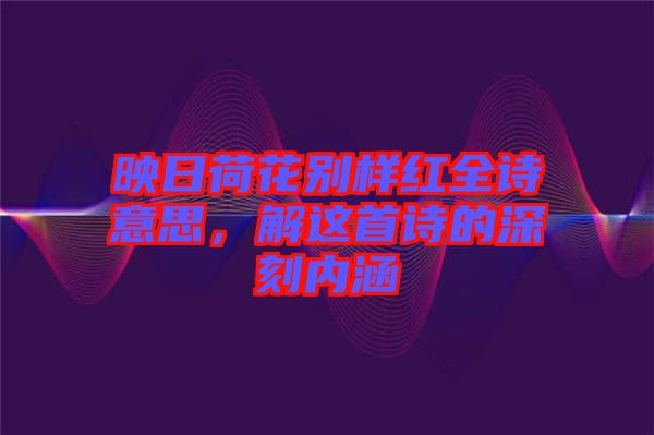映日荷花別樣紅全詩意思，解這首詩的深刻內(nèi)涵