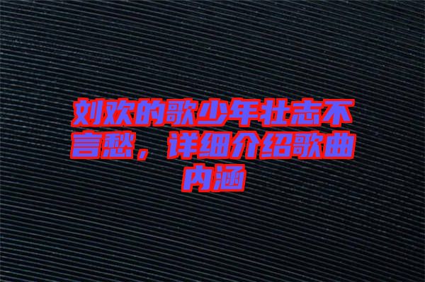 劉歡的歌少年壯志不言愁，詳細(xì)介紹歌曲內(nèi)涵