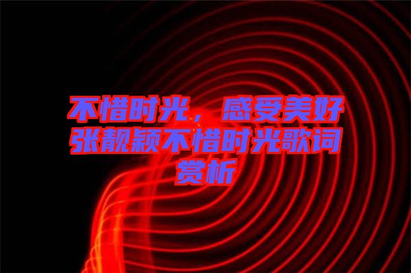 不惜時(shí)光，感受美好張靚穎不惜時(shí)光歌詞賞析