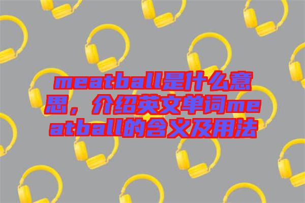 meatball是什么意思，介紹英文單詞meatball的含義及用法