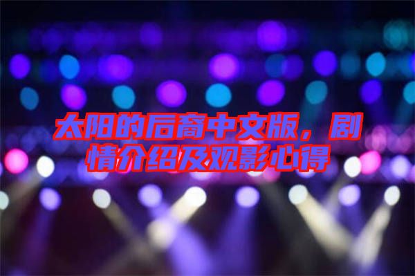 太陽(yáng)的后裔中文版，劇情介紹及觀影心得