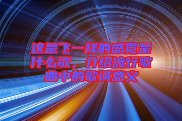 這是飛一樣的感覺是什么歌，介紹流行歌曲中的歌詞意義