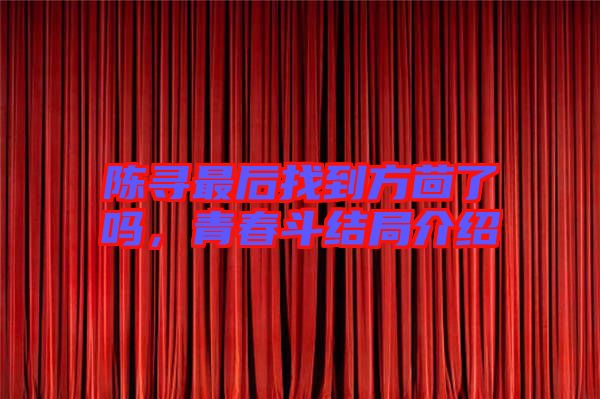 陳尋最后找到方茴了嗎，青春斗結(jié)局介紹