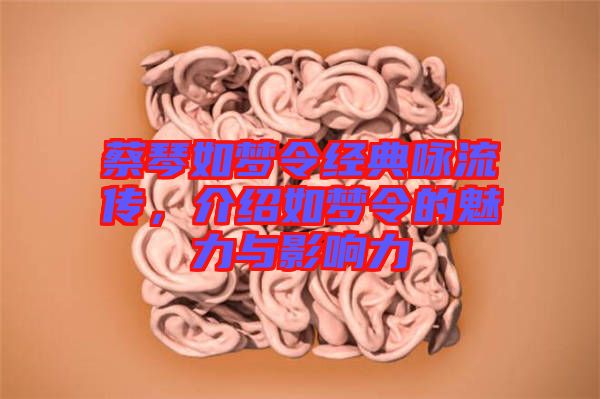 蔡琴如夢令經(jīng)典詠流傳，介紹如夢令的魅力與影響力