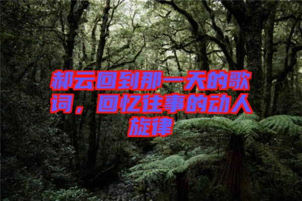 郝云回到那一天的歌詞，回憶往事的動人旋律