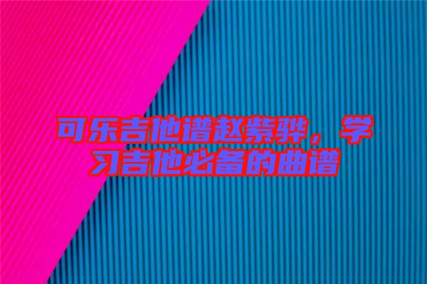 可樂吉他譜趙紫驊，學習吉他必備的曲譜