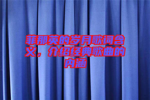 菲那英的歲月歌詞含義，介紹經(jīng)典歌曲的內(nèi)涵