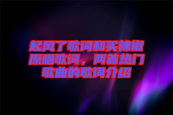 起風(fēng)了歌詞和買(mǎi)辣椒原唱歌詞，兩首熱門(mén)歌曲的歌詞介紹