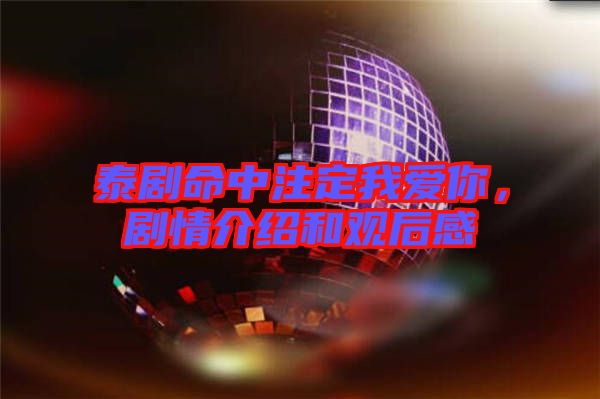 泰劇命中注定我愛你，劇情介紹和觀后感
