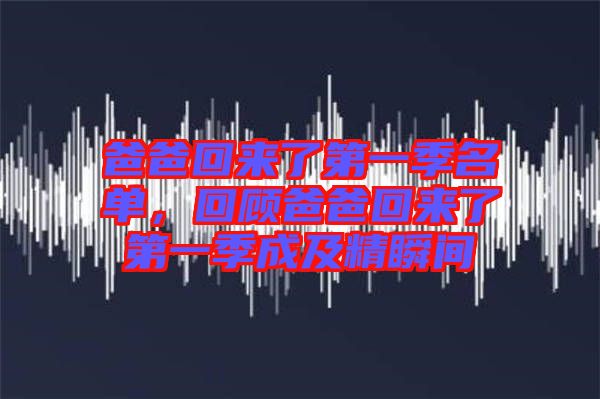 爸爸回來(lái)了第一季名單，回顧爸爸回來(lái)了第一季成及精瞬間