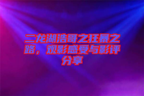 二龍湖浩哥之狂暴之路，觀影感受與影評分享