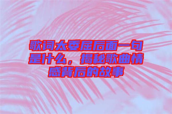歌詞太委屈后面一句是什么，揭秘歌曲情感背后的故事
