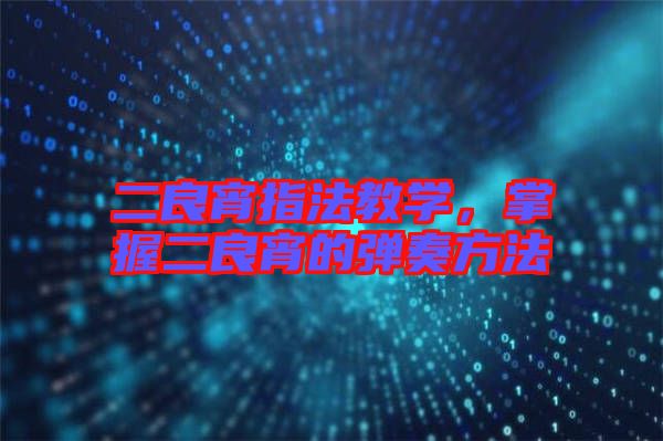 二良宵指法教學(xué)，掌握二良宵的彈奏方法