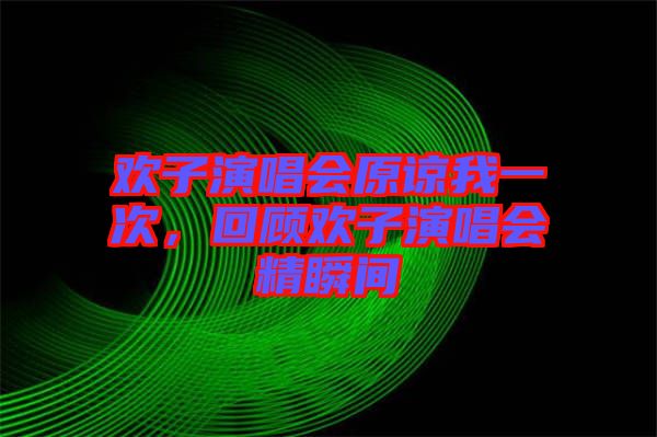 歡子演唱會原諒我一次，回顧歡子演唱會精瞬間