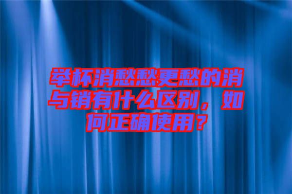舉杯消愁愁更愁的消與銷有什么區(qū)別，如何正確使用？