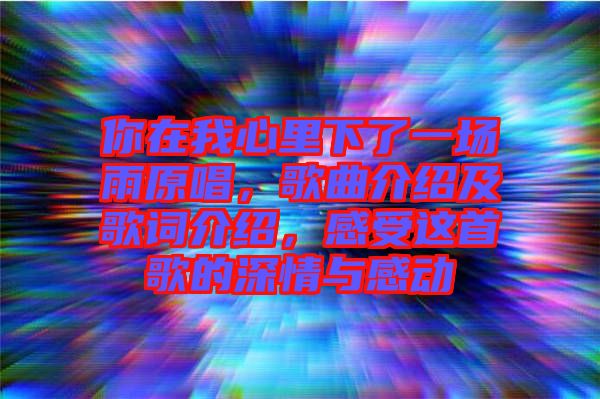 你在我心里下了一場雨原唱，歌曲介紹及歌詞介紹，感受這首歌的深情與感動