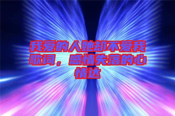 我愛的人她卻不愛我歌詞，感情失落的心情達(dá)
