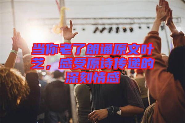 當(dāng)你老了朗誦原文葉芝，感受原詩傳遞的深刻情感