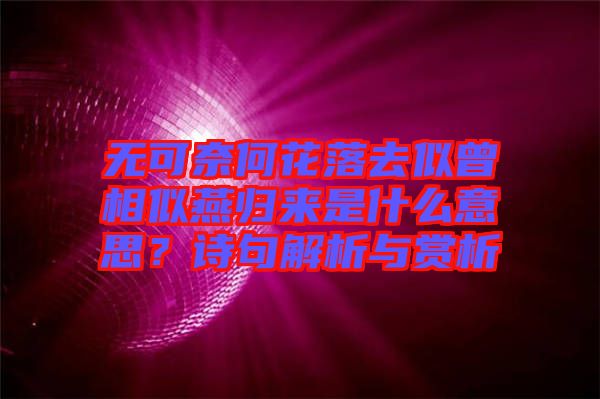 無(wú)可奈何花落去似曾相似燕歸來(lái)是什么意思？詩(shī)句解析與賞析