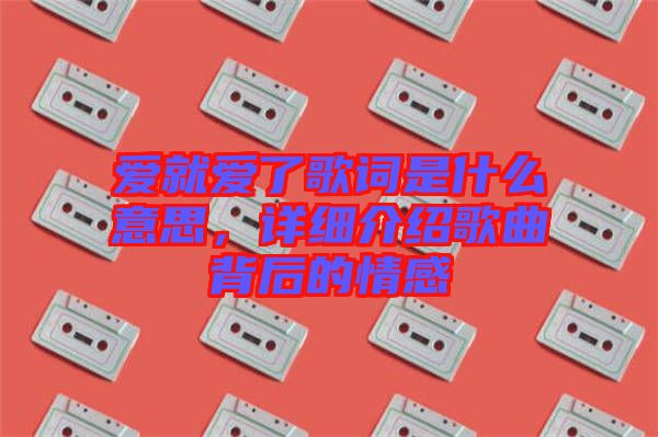 愛(ài)就愛(ài)了歌詞是什么意思，詳細(xì)介紹歌曲背后的情感
