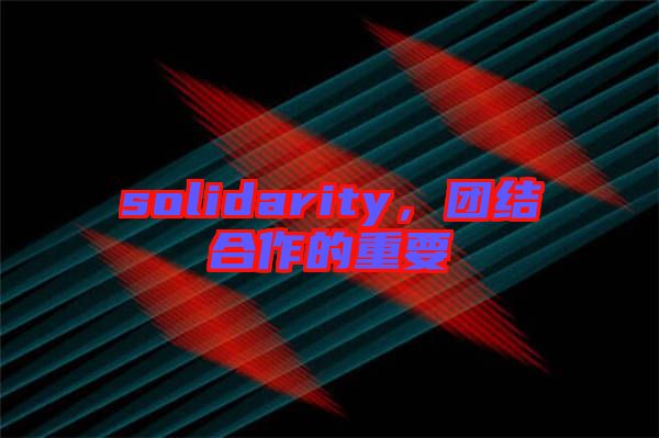 solidarity，團結(jié)合作的重要