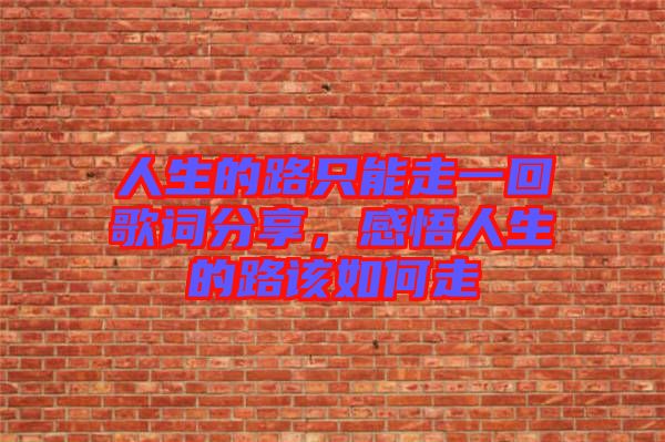 人生的路只能走一回歌詞分享，感悟人生的路該如何走