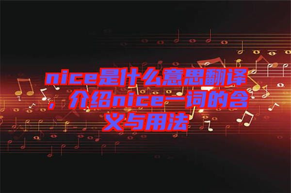 nice是什么意思翻譯，介紹nice一詞的含義與用法