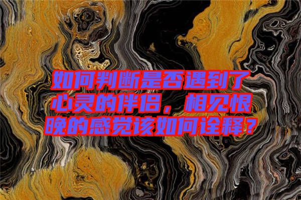如何判斷是否遇到了心靈的伴侶，相見恨晚的感覺該如何詮釋？