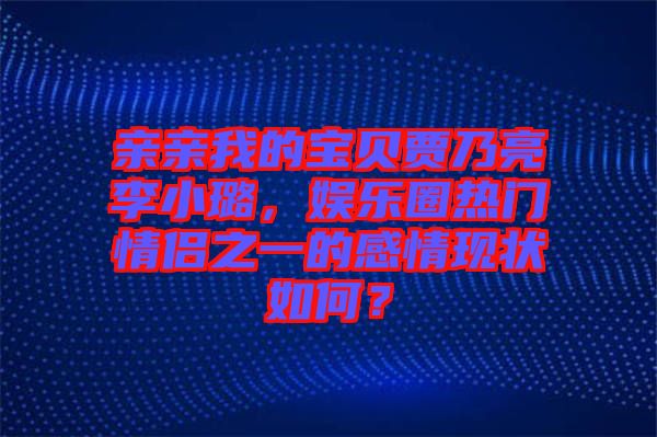 親親我的寶貝賈乃亮李小璐，娛樂圈熱門情侶之一的感情現(xiàn)狀如何？