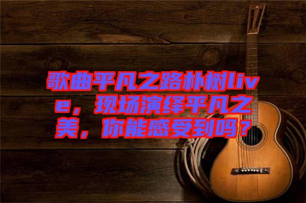 歌曲平凡之路樸樹live，現(xiàn)場(chǎng)演繹平凡之美，你能感受到嗎？