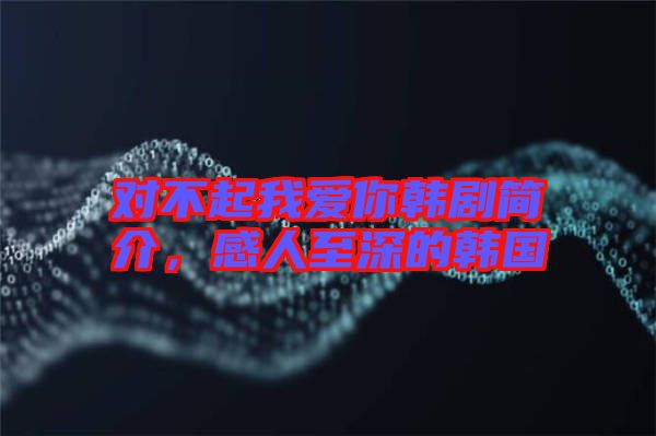 對不起我愛你韓劇簡介，感人至深的韓國