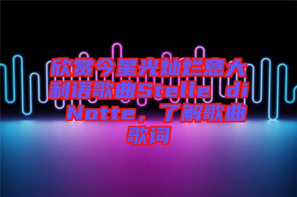欣賞今星光燦爛意大利語(yǔ)歌曲Stelle di Notte，了解歌曲歌詞