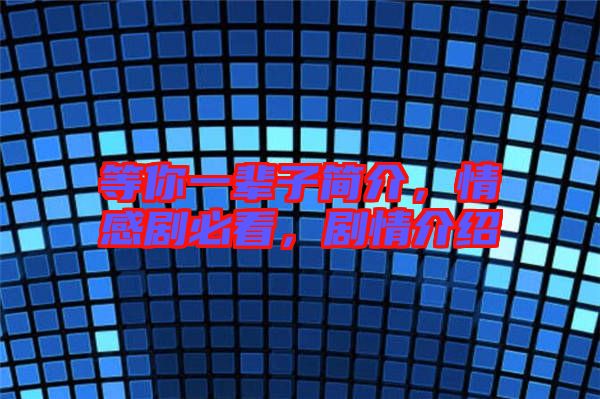 等你一輩子簡介，情感劇必看，劇情介紹