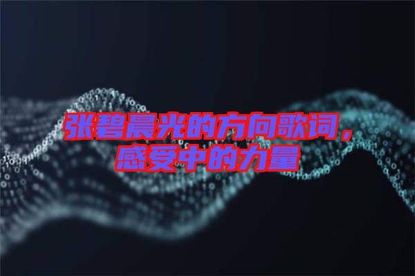 張碧晨光的方向歌詞，感受中的力量