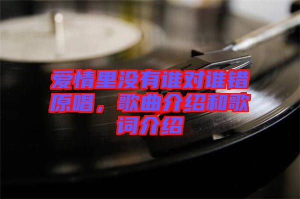 愛情里沒有誰對誰錯原唱，歌曲介紹和歌詞介紹