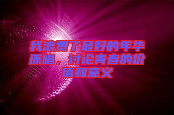 我浪費了最好的年華原唱，討論青春的價值和意義