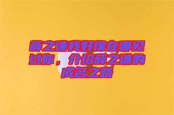 薛之謙我好像在哪見過你，介紹薛之謙的成名之路