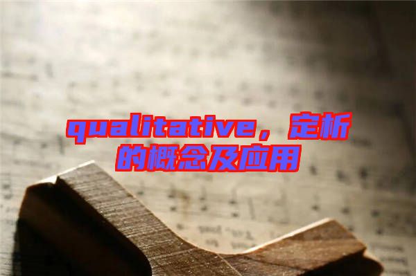 qualitative，定析的概念及應(yīng)用