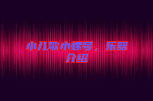 小兒歌小螺號，樂器介紹
