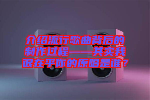 介紹流行歌曲背后的制作過(guò)程——其實(shí)我很在乎你的原唱是誰(shuí)？