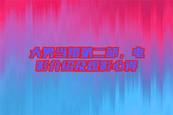 大男當(dāng)婚第二部，電影介紹及觀影心得