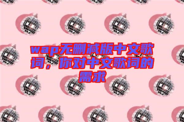 wap無刪減版中文歌詞，你對中文歌詞的需求