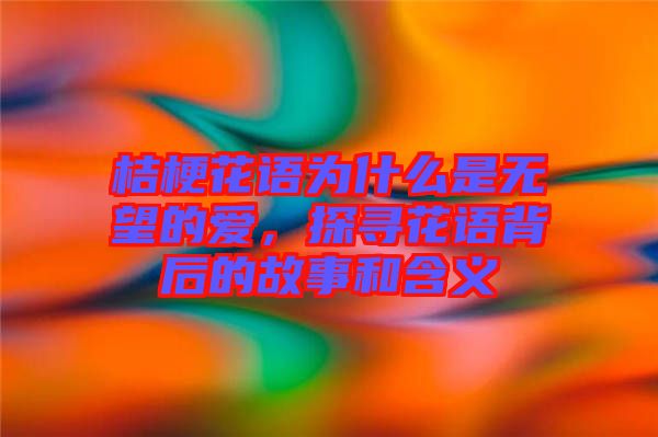 桔梗花語為什么是無望的愛，探尋花語背后的故事和含義
