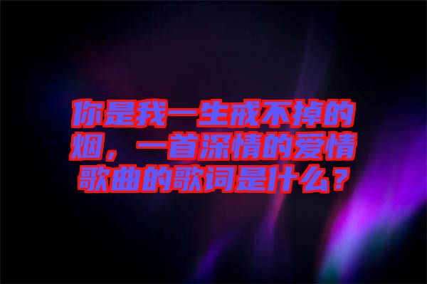 你是我一生戒不掉的煙，一首深情的愛情歌曲的歌詞是什么？
