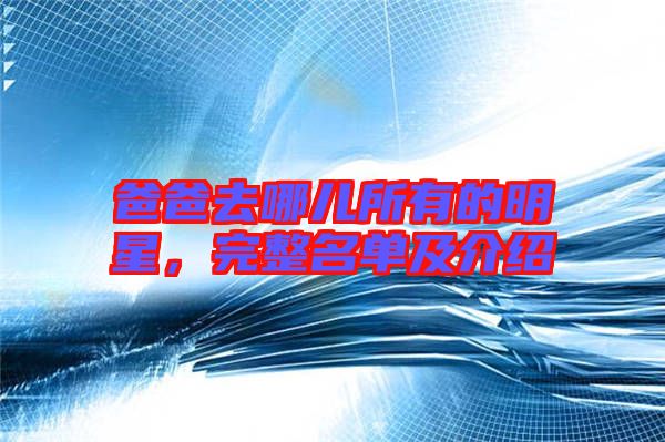 爸爸去哪兒所有的明星，完整名單及介紹
