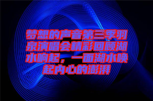 夢想的聲音第三季羽泉演唱會(huì)精彩回顧湖水響起，一面湖水喚起內(nèi)心的澎湃