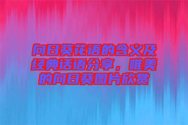 向日葵花語的含義及經(jīng)典話語分享，唯美的向日葵圖片欣賞