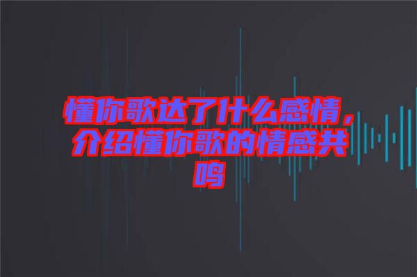 懂你歌達(dá)了什么感情，介紹懂你歌的情感共鳴
